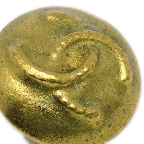 Chanel Button Earrings Clip-On Gold - Picture 2 of 4